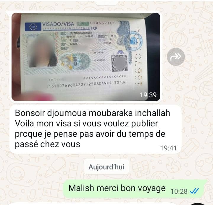 Visa Espagne obtenu